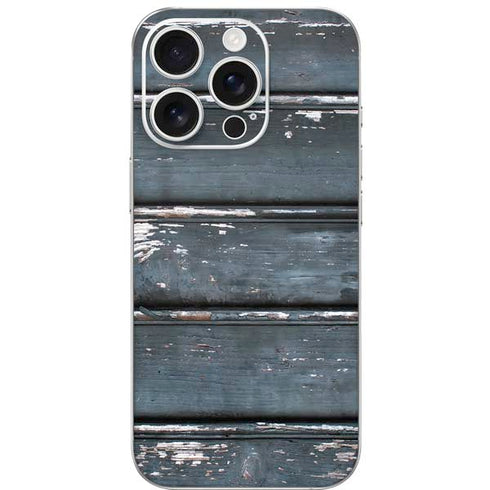 Chipped Blue Wood iPhone 16 Pro Skin